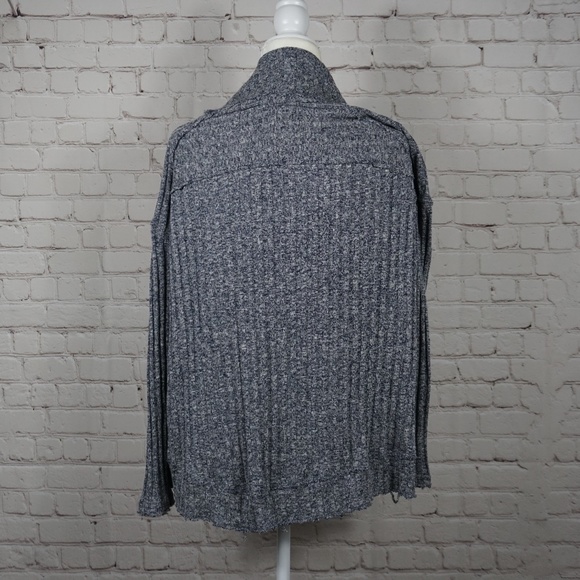 Free People Blue Heather Mock Neck Hi Low Sweater - Picture 8 of 9
